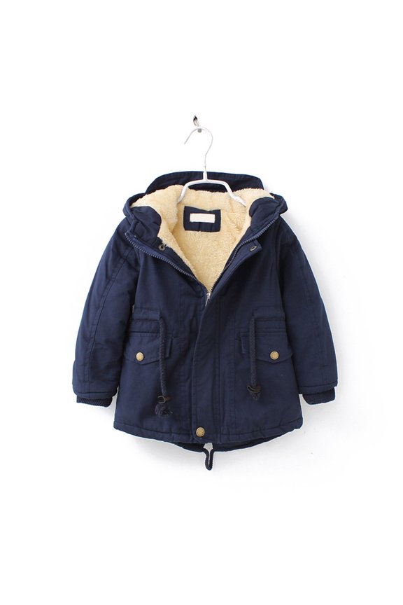 Kids Hooded Swallowtail Cotton Coat Thickened Velvet Winter Jacket Asymmetrical Front Back Design Windproof Warm Outerwear for Children