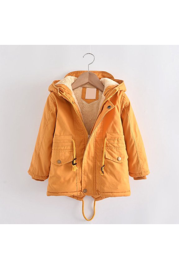 Kids Hooded Swallowtail Cotton Coat Thickened Velvet Winter Jacket Asymmetrical Front Back Design Windproof Warm Outerwear for Children