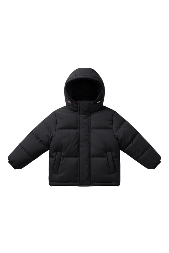 Kids Korean Style Thickened White Down Hooded Jacket, Warm Winter Coat for Boys Girls, Big Children Padded Outerwear Autumn