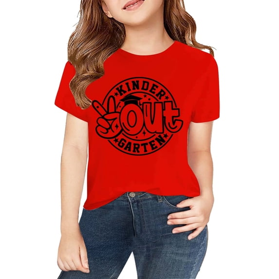 XXWXYD Kids Last Day of School Shirt Out Kindergarten Happy Graduation Tshirt Boys Girls Funny End of Year Summer Vacation Top Children's Girl Crewneck Tees for School