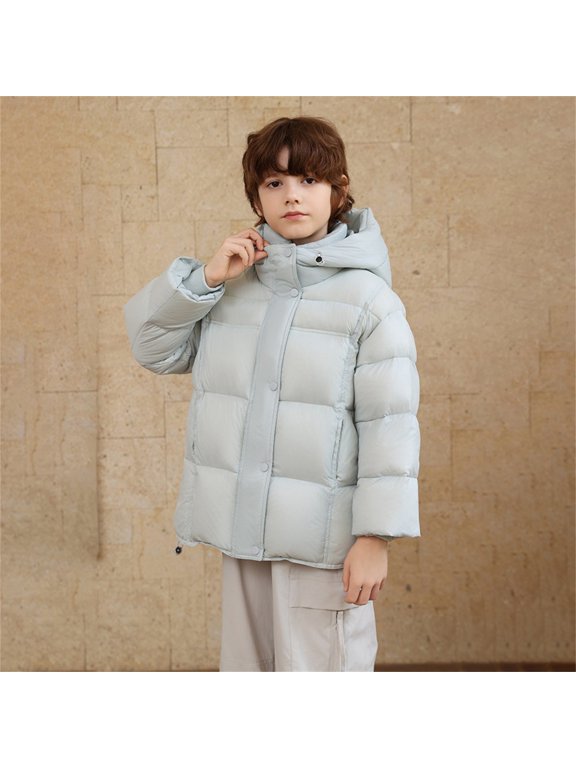 Kids Lightweight Puffer Jacket Soft Warm Button Down Winter Quilted Coats Long Sleeve Casual Padded Down Outerwear Breathable Insulated Jacket Transitional Season