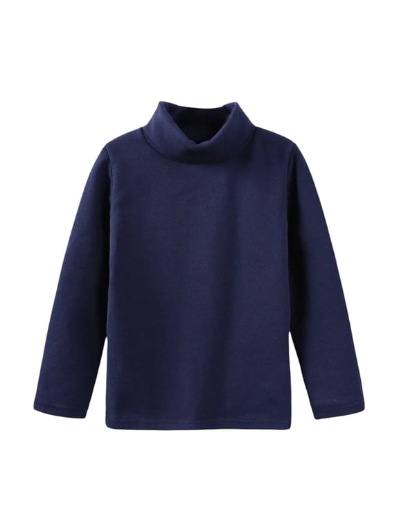 Kids Moc𝗄 Neck Fleece Thermal Top Lightweight Stretchy Warm, Long Sleeve Base Layer Shirt Casual Undershirt For Toddler Boys Girls Indoor Outdoor Winter Wear