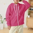thumbnail image 1 of XXWXYD Kids Pullover Sweatshirt Jacket Solid Color Zippered Casual Outerwear for Boys Girls | Middle Large Children & Teenagers Coats, 1 of 8