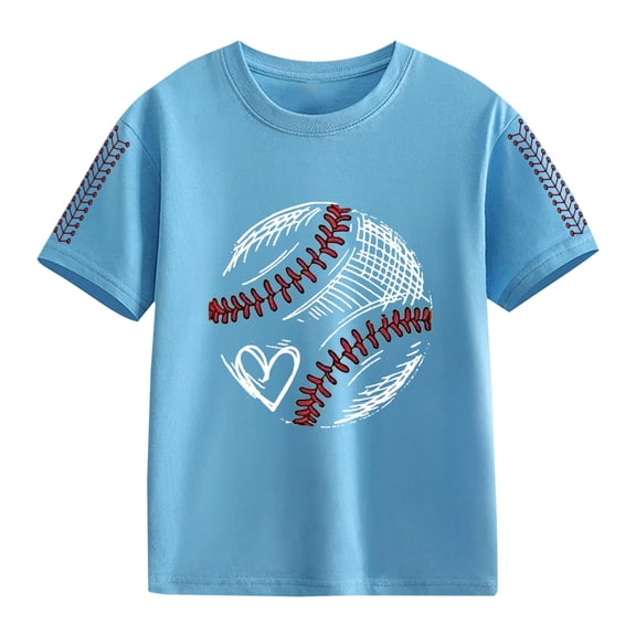 XXWXYD Kids Retro Baseball Graphic Tee, Seasonal Transition Short Sleeve T-Shirt, Loose Fit Casual Top for Spring Summer Fall 4-12 Years
