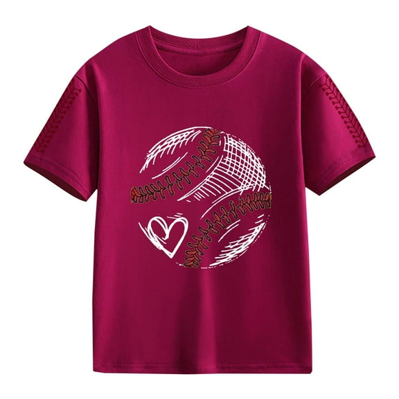 XXWXYD Kids Retro Baseball Graphic Tee, Seasonal Transition Short Sleeve T-Shirt, Loose Fit Casual Top for Spring Summer Fall 4-12 Years