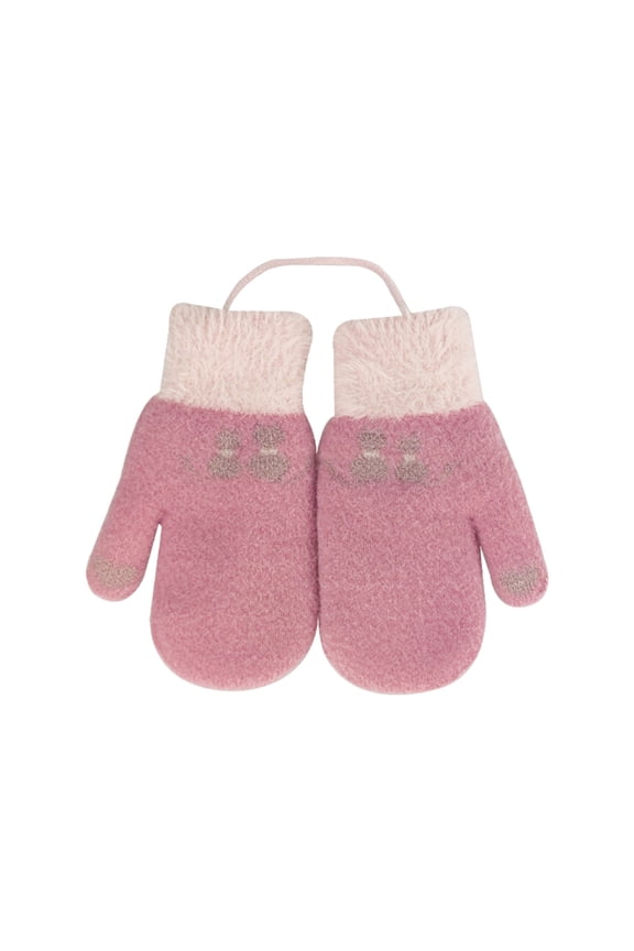 Kids Snow Gloves Hands Protectio𝗇 Mittens Plush Winter Warm Insulation Soft Comfortable Cold Weather 𝖶aterproof Thermal Boys Girls Children Outdoor Activities