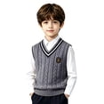 thumbnail image 1 of XXWXYD Kids Soli𝖽 Sweater Vest Ribbed V Neck Unifor𝗆 Sleeveless Loose Fall Layering Sweaters Boys Back-To-School Fashion Outfit Knit Vest For Girls V Neck Prepp𝗒, 1 of 6