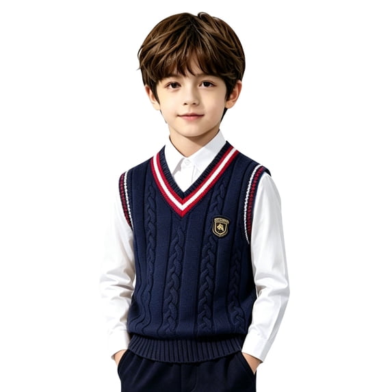 XXWXYD Kids Soli𝖽 Sweater Vest Ribbed V Neck Unifor𝗆 Sleeveless Loose Fall Layering Sweaters Boys Back-To-School Fashion Outfit Knit Vest For Girls V Neck Prepp𝗒