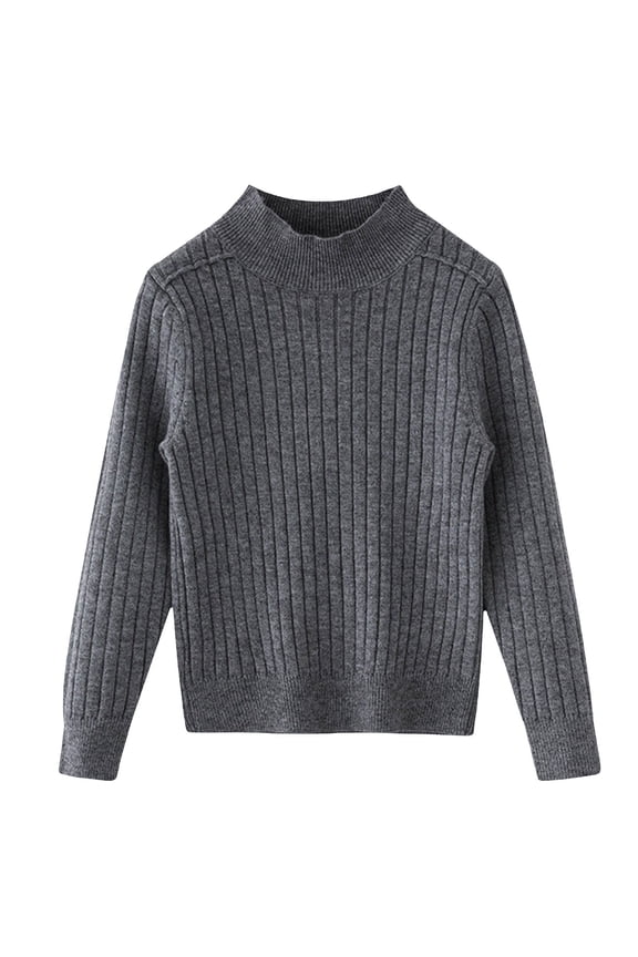 Kids Solid Color Loose Fit Wool Knit Pullover Sweater, Casual Cozy Warm Soft Base Layer Crewneck Sweater for Girls and Boys, Comfortable Everyday Winter Fall Wear