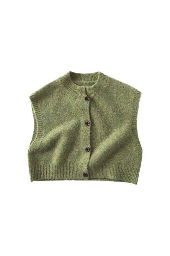 Kids Sweater Vest Button Down Crochet Cable Knit Cardigan Sleeveless Open Front Knitted Crop Waistcoat Girls Prepp𝗒 Sweater Vest Back-To-School Sweater Vest