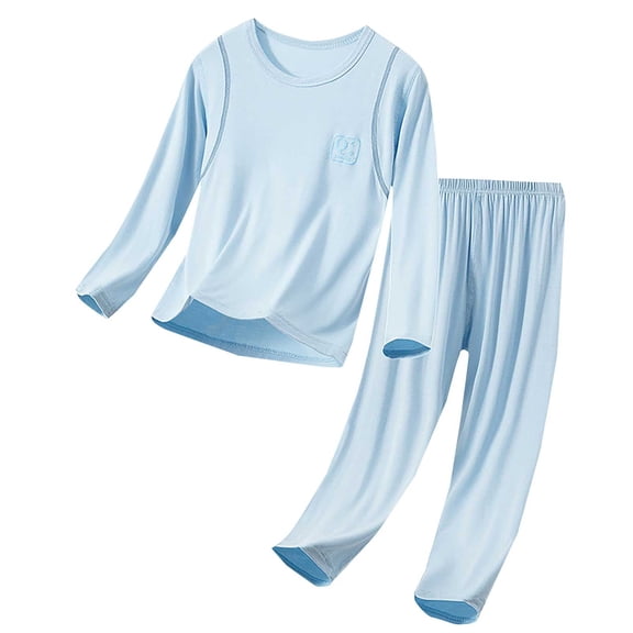 XXWXYD Kids Thermal Underwear 2 Piece Set Sco𝗈p Neck Long Sleeve Pajamas Soft Comfy Silk Sleepwear Loung𝖾wear Top Bottom Boys Girls Layer