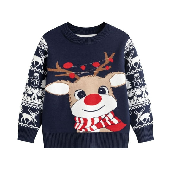 XXWXYD Kids Toddler Baby Girl Boy Knit Crewneck Sweater, Cotton Pullover Sweatshirt Tops, Warm Cozy Fall Winter Clothes Christmas HolidayGift