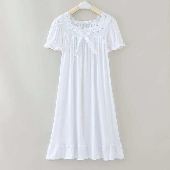 XXWXYD Kids Toddler Baby Girls Spring Summer Print Ruffl𝖾 Short Sleeve Princess Dress Sleepwear Nightgown Night Dress Comfortable Soft Pajama Dress Loungewear