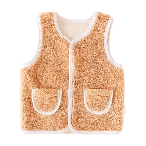 XXWXYD Kids Toddler Winter Velvet Vest Boys Girls Warm Waistcoat Sleeveless Jacket Outerwear Pockets Autumn Horse Clips Top Cozy Soft Vest Apparel Childrens Clothing