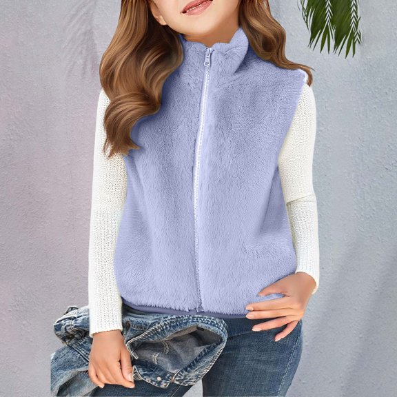 XXWXYD Kids Toddler Winter Velvet Vest Boys Girls Warm Waistcoat Sleeveless Jacket Outerwear Pockets Autumn Horse Clips Top Cozy Soft Vest Apparel Childrens Clothing