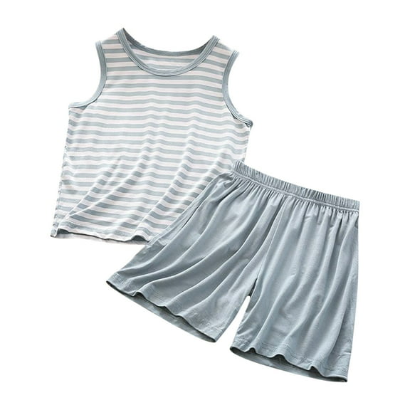 XXWXYD Kids Two Piece 𝐏ajamas Set, Thin Cotton Air Conditioned Clothes for Home, Lightweight Sleepwear for Boys Girls, Casual Soft Summer