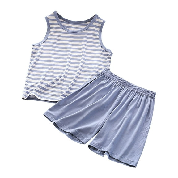 XXWXYD Kids Two Piece 𝐏ajamas Set, Thin Cotton Air Conditioned Clothes for Home, Lightweight Sleepwear for Boys Girls, Casual Soft Summer