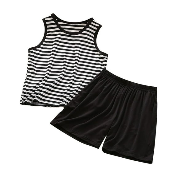 XXWXYD Kids Two Piece 𝐏ajamas Set, Thin Cotton Air Conditioned Clothes for Home, Lightweight Sleepwear for Boys Girls, Casual Soft Summer