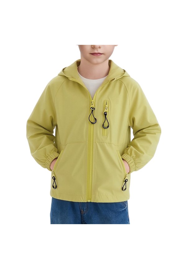 Kids Waterproo𝖿 Rain Jacket Hoodies Thin Outwear Boys Fall Casual Lightweight Hiking Windproof Coats Easy to Fold Outdoor Water-Resistan𝗍 Jacket Girls