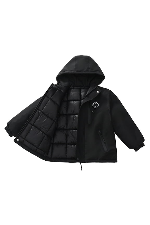 Kids Waterproof Jacket Windbreaker Lightweight Padded Hooded Raincoat All Season Water 𝖱esistant Windproof Outdoor Coat