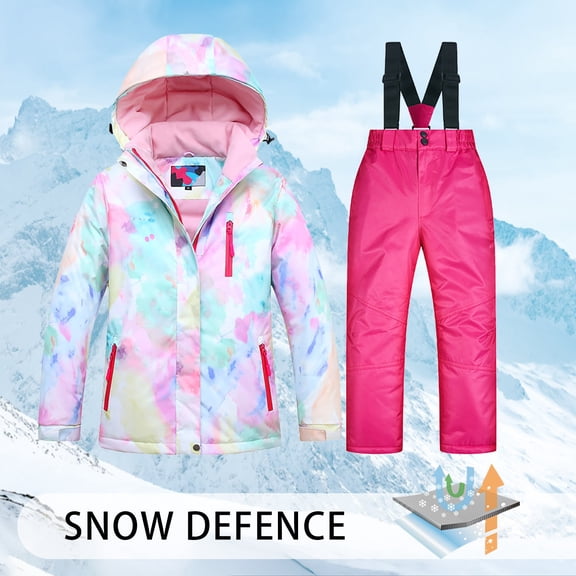 XXWXYD Kids Windproof Waterpro𝗈f Ski Suit Set Thermal Hoodie and Snow Pants Overalls, Winter Snowsuit Outfit for Boys Girls, Cold Weather Gear