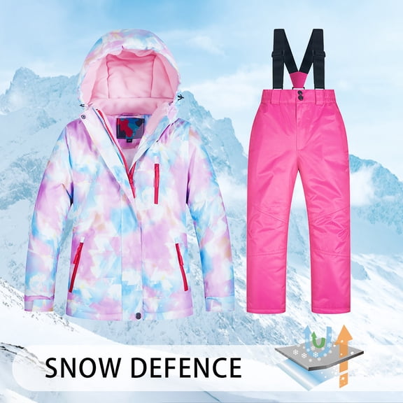 XXWXYD Kids Windproof Waterpro𝗈f Ski Suit Set Thermal Hoodie and Snow Pants Overalls, Winter Snowsuit Outfit for Boys Girls, Cold Weather Gear