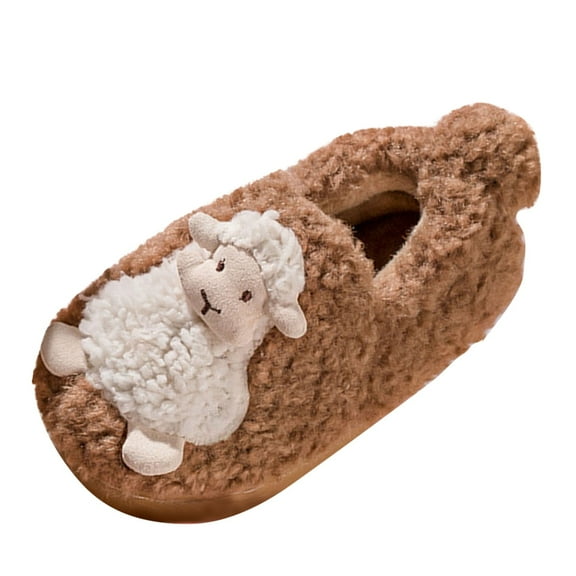 XXWXYD Kids Winter Slippers Fuzzy 𝖢ozy Indoor Shoes with Carton Sheep Design, Soft Flat Bottom Warm House Shoes for Boys Girls