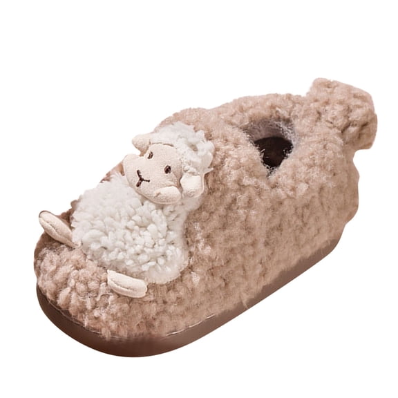 XXWXYD Kids Winter Slippers Fuzzy 𝖢ozy Indoor Shoes with Carton Sheep Design, Soft Flat Bottom Warm House Shoes for Boys Girls