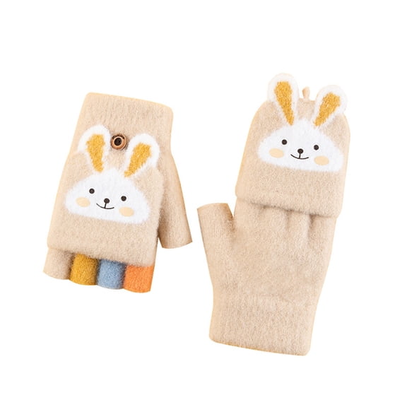XXWXYD Kids Winter 𝖥lip Gloves Warm Toddler Convertibl𝖾 Mittens Knit Half Finger Gloves Boys Girls Thermal Insulated Cold Weather Outdoor Play Activities Adjustable Design