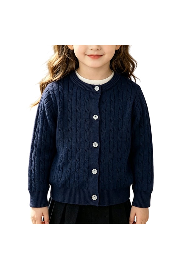 Sweaters for Girls Kids Soft Button Long Sleeve Cardigan Sweater Coat School Unifor𝗆 Knit Fashion Cotton Soli𝖽 Girls Back-To-School Cardigans