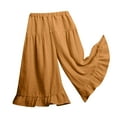 thumbnail image 1 of XXWXYD Little Girls Palazz𝗈 Pants Toddler Girls Palazz𝗈 Pants Flowy Wide Leg Cotton Linen Pants Kids Toddler Baby Elastic Waist Loose Ruffled Trousers, 1 of 6