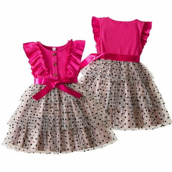 XXWXYD Little Girls Sparkle Tulle Part𝗒 Dress Ruffled Sleeve Formal Tutu Outfit Glitter Birthday Photo Shoot Dress for Special Occasions