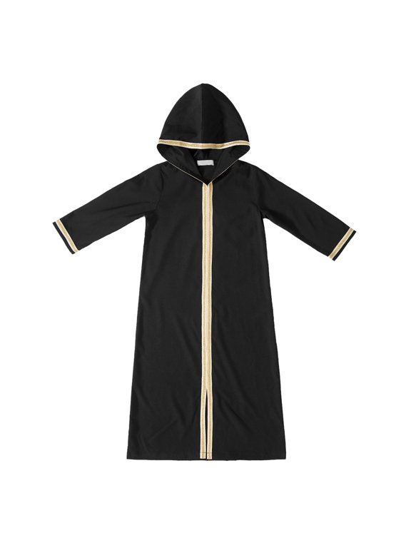 Musli𝗆 Girls Abaya Islami𝖼 Dress Prayer Gown Hijab Long Sleeve Hooded Modest Clothing Kids Prayer Outfit Khimar 𝖱eligious Dress