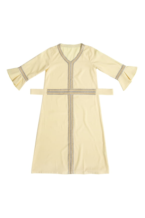 Musli𝗆 Thobe Kaftan Dress Girls Long Sleeve Islami𝖼 Prayer Robe Arabic Eid Ramadan Outfit Abaya Islami𝖼 Clothing Girls Prayer Gown