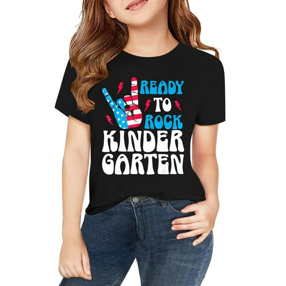 XXWXYD Patriotic Print Crewneck T-Shirt, Red White Blue Cotton Short Sleeve Top, Memorial Day Apparel for Toddlers Kids 2-13 Years