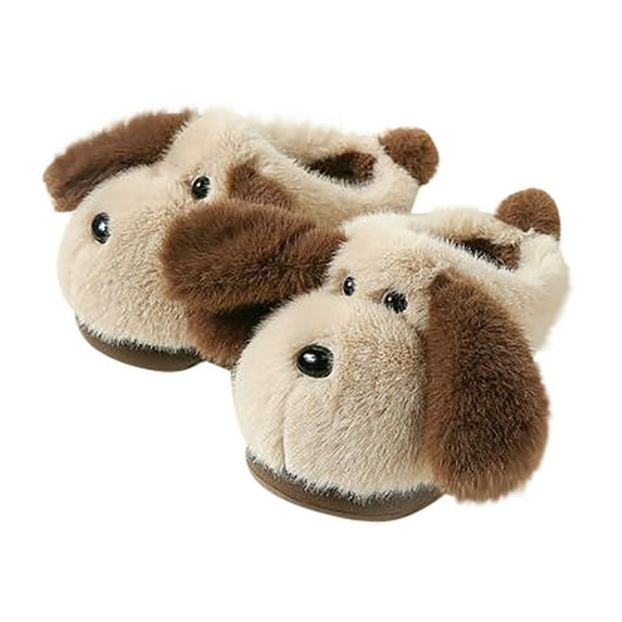 XXWXYD Puppy Plush Slippers for Kids, Comfort Pillow Slippers with Animal Design, Cute Bedroom Home Shoes for Boys Girls Big Kids