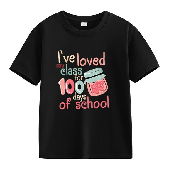XXWXYD School Season Toddler Fall Clothes Spring and Autumn New Fashionable Cute Print Comfortable Version Girls Printed T Shirt for Soft Comfortable Casual Clothing(6-7 Years,Black)