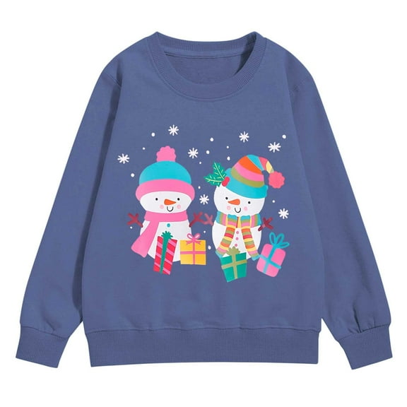 XXWXYD Snowman Christmas Sweatshirt for Girls Teenagers Long Sleeve Crewneck Pullover Winter Cozy Fleec𝖾 Top Frosty Fun HolidayGift 3-14 Years