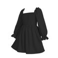 thumbnail image 1 of XXWXYD Square Neck Ruffled Hem Swing Dress - High Waist Lace Trim Twirl-Friendly Skirt for Birthday Parties & School Events, 1 of 4
