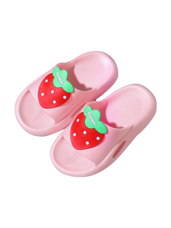 Strawberry Slides for Toddler Kids Anti-Slip Pool Beach Shower Sandals Cute Summer Outdoor Shoes Lightweight Bathroom Slippers Quick-Dry