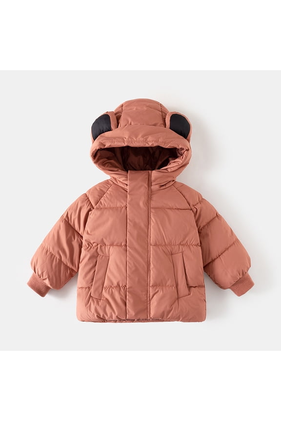Teddy 𝖡ear Hooded Puffer Jacket Quilted Winter Coat Thermal Insulated Warm Outerwear for Toddler Girls Boys