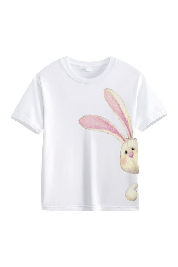 Teen Clothes Spring and Autumn New Fashionable Cute Print Comfortable Version Girls Printed T Shirt for Fashion Casual Breathable Clothing (10-11Years,White)