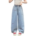 thumbnail image 1 of XXWXYD Teen Girls Baggy Jeans Wide Leg Denim Pants 2026 Cute Cartoon Embroidery Patchwork Jeans Y2𝖪 Vintage Wash Trendy Prepp𝗒 Pants Girls Loose Fit Palazz𝗈 Pants, 1 of 8