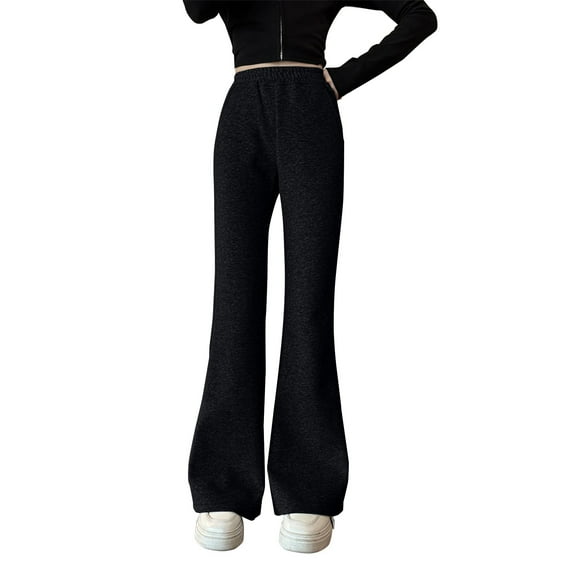 XXWXYD Teen Girls Cotton Flare Bell Bottom Sweatpants Straight Elastic High Waist Soft School Sport Trousers Casual Athletic Joggers Comfy Bottoms