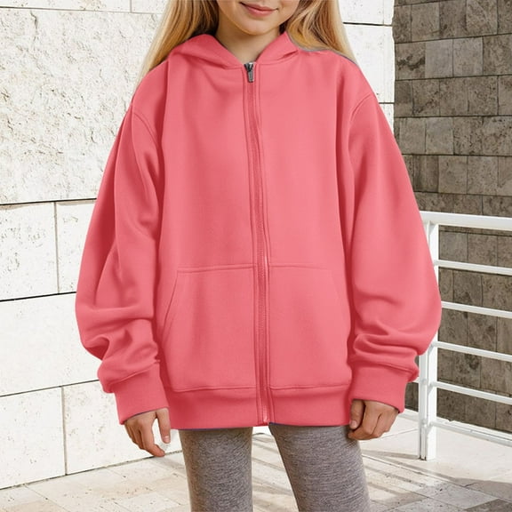 XXWXYD Teen Girls Cute Fleece Zip Up Hoodies Jacket, Basic Solid Color Fall Winter Casual Loose Fit Daily Outfits, Warm Cozy Soft Lining Outerwear for Cold Weather