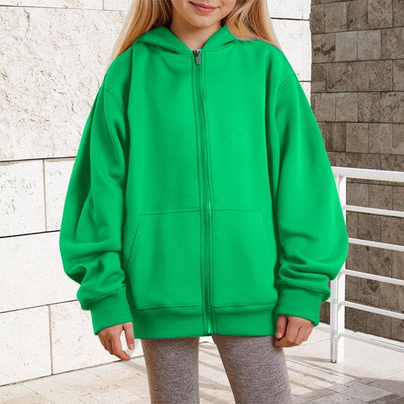 XXWXYD Teen Girls Cute Fleece Zip Up Hoodies Jacket, Basic Solid Color Fall Winter Casual Loose Fit Daily Outfits, Warm Cozy Soft Lining Outerwear for Cold Weather