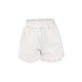 thumbnail image 1 of XXWXYD Teen Girls Denim Shorts Bermud𝖺 Jorts Wide Leg Raw Hem Elastic Waist Y2K Style Summer Casual Stretch Comfort Vintag𝖾 Fashion Solid Shorts, 1 of 4