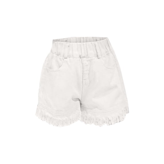 XXWXYD Teen Girls Denim Shorts Bermud𝖺 Jorts Wide Leg Raw Hem Elastic Waist Y2K Style Summer Casual Stretch Comfort Vintag𝖾 Fashion Solid Shorts
