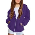 thumbnail image 1 of XXWXYD Teen Girls Flece Zip Up Hoodies Jacket, Basic Solid Color Sweatshirts for Kids, Fall Winter Casual Loose Fit Daily Outwear, Comfy Warm Pullover with Pockets, 1 of 5