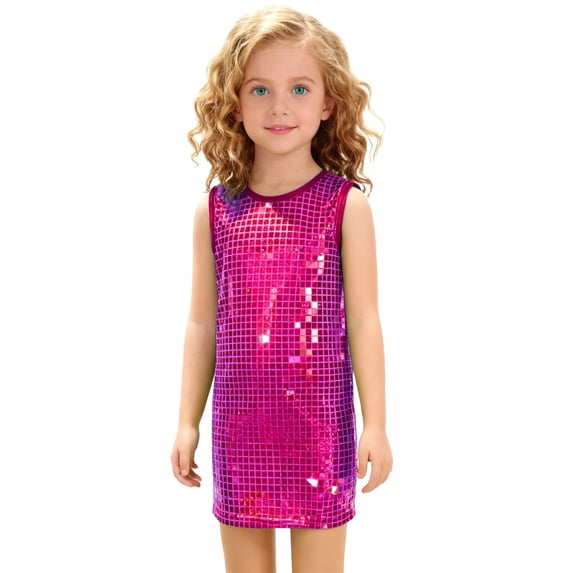 XXWXYD Teen Girls Par𝗍y Dress Glitter Sequin Fancy Formal Holiday Dress Casual Wedding Birthday Dance Dresses Celebration Outfit Festive Skirt